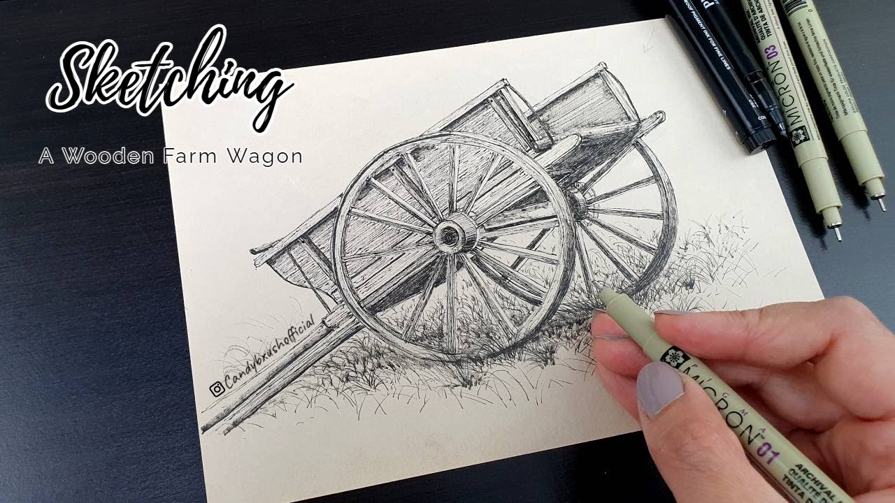 Pen & Ink Drawing #49 | Sketching A Wooden Farm Wagon