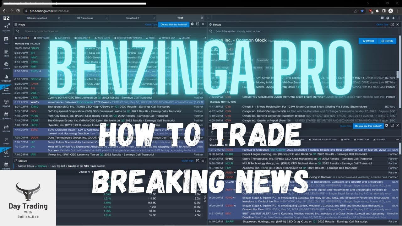 How To Day Trade Using Benzinga Pro / Breaking News Strategy 2022