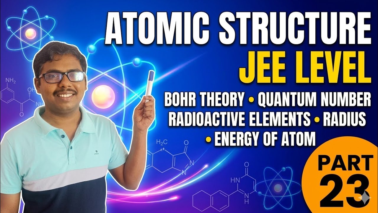 23,ATOMIC STRUCTURE JEE LEVEL,BOHR THEORY,QUANTUM NUMBER,RADIOACTIVE ELEMENTS RADIUS,ENERGY OF ATOM