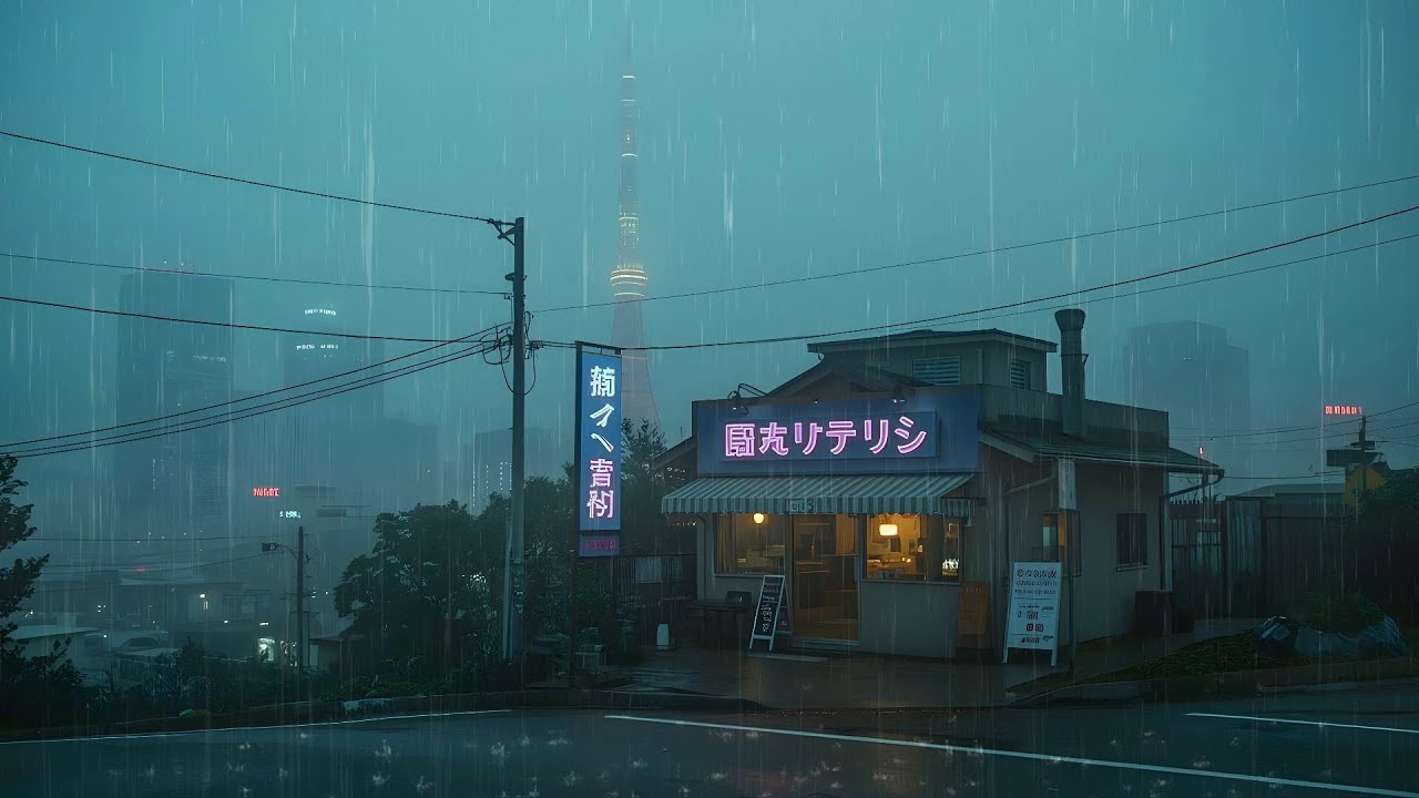 90s Nostalgia in a Quiet Rainy Tokyo Café 🌧️ Let the Night Slow Down