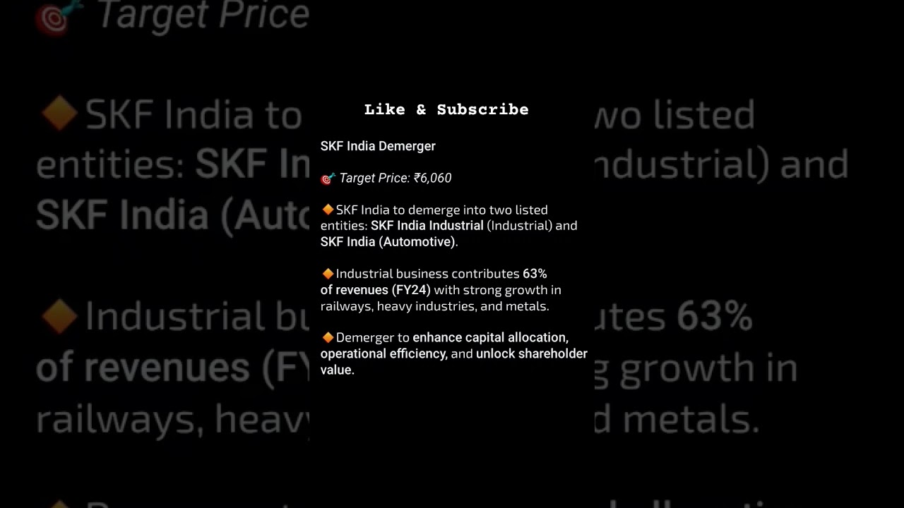 Stock update - SKF india demerge #shorts #skf #sharemarket #stockmarket #stockupdate