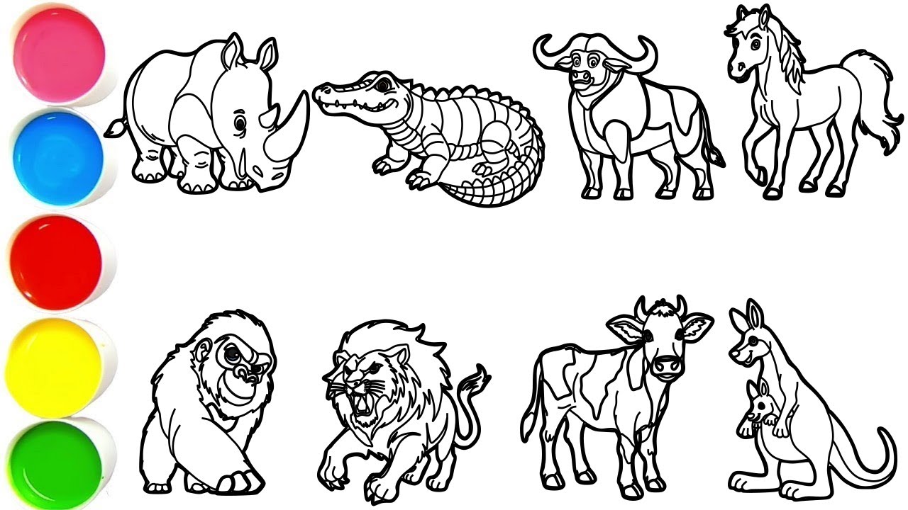 Draw Amazing Animals in Minutes  Rhinoceros, Crocodile, Buffalo, Horse, Gorilla, Lion, Cow, Kangaroo