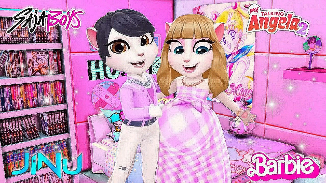My Talking Angela'm 2 😻  Pregnant Barbie with Jinu | New Update  Cosplay 😘💋 →