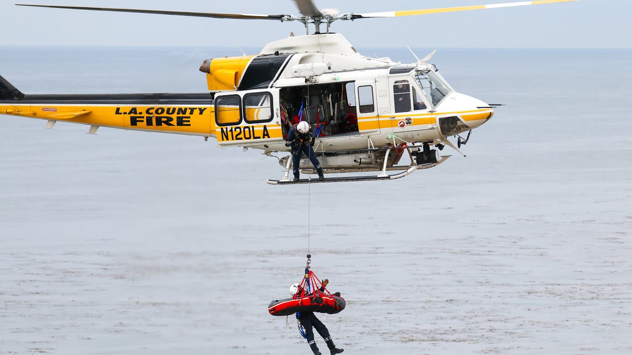 Firefighter Paramedics Hoist Injured Hiker From Rocks: LACo.FD Air Operations