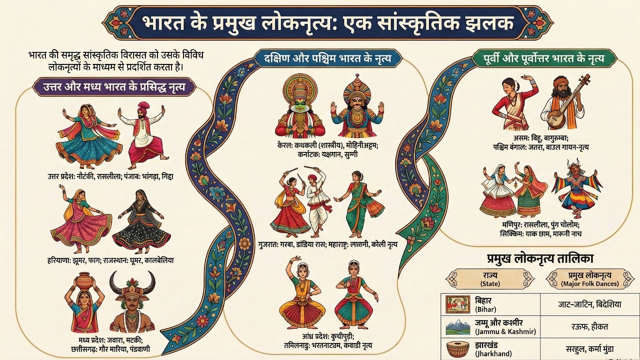 अब AI के माध्यम से 6 मिनट में | भारत के लोकनृत्य  | Folk dances of India