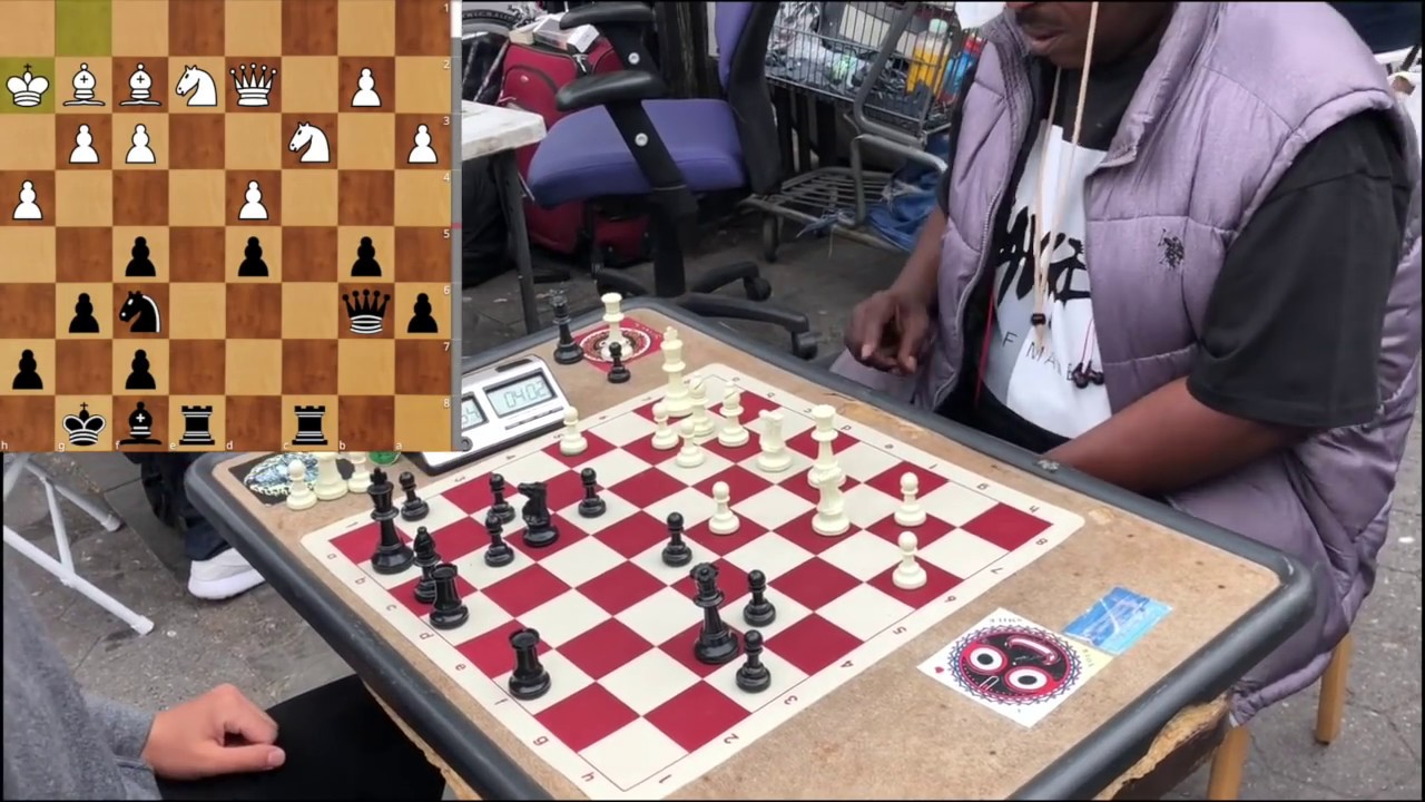 Knight Fork! Spectator challenges Chess Twins - NYC Chess Hustling