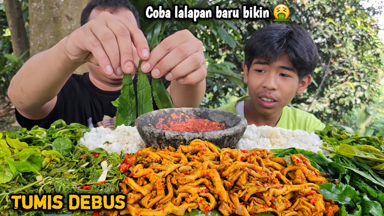Sekali coba cukup ! Usus balado + tumis debus + lalapan rebusan walangsangit, sangat mengenyangkan