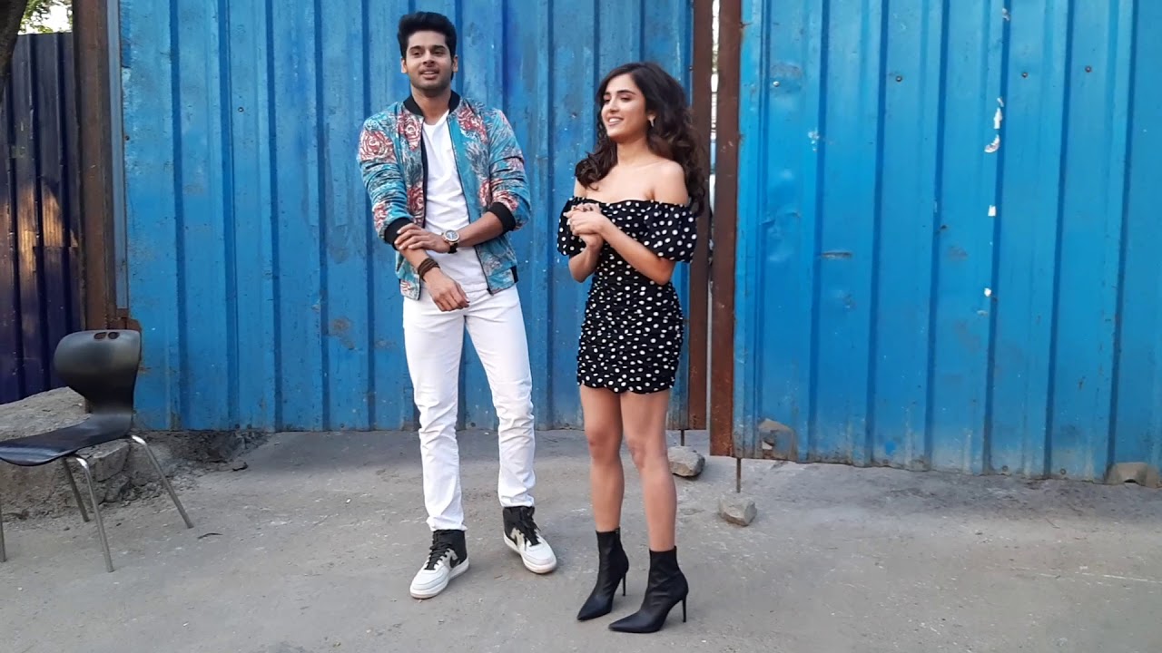 'Nikamma' stars Abhimanyu and Shirley Setia pose for photographers.