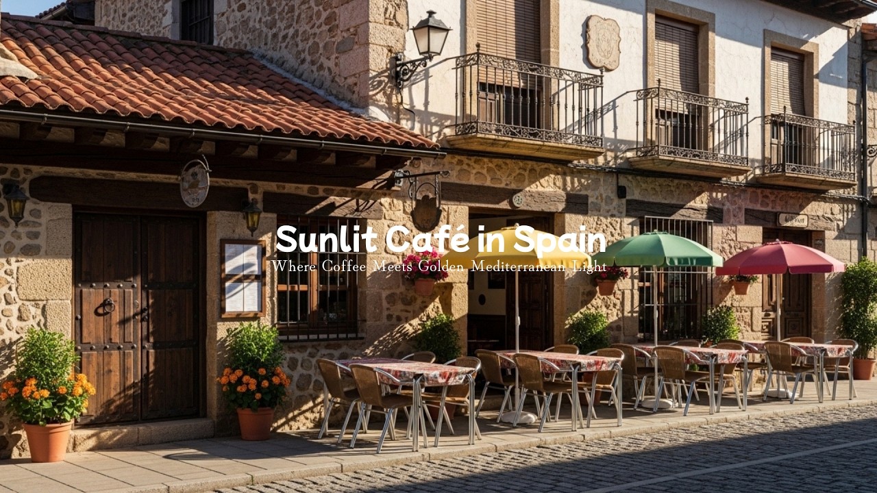 Beautiful Spanish Café Ambience | Warm Mediterranean Atmosphere, Elegant Interior