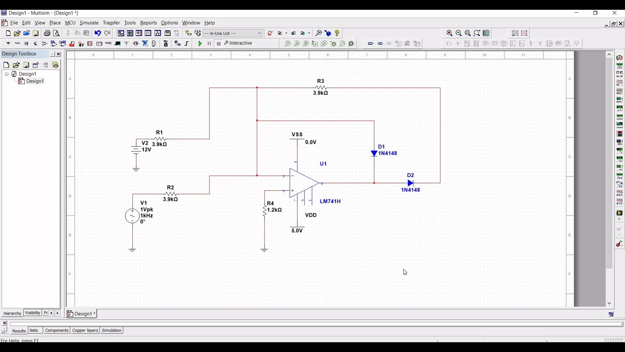 Multisim tutorial 11 : Simulation of Dead Zone Circuit consisting of a precision halfwave rectifier