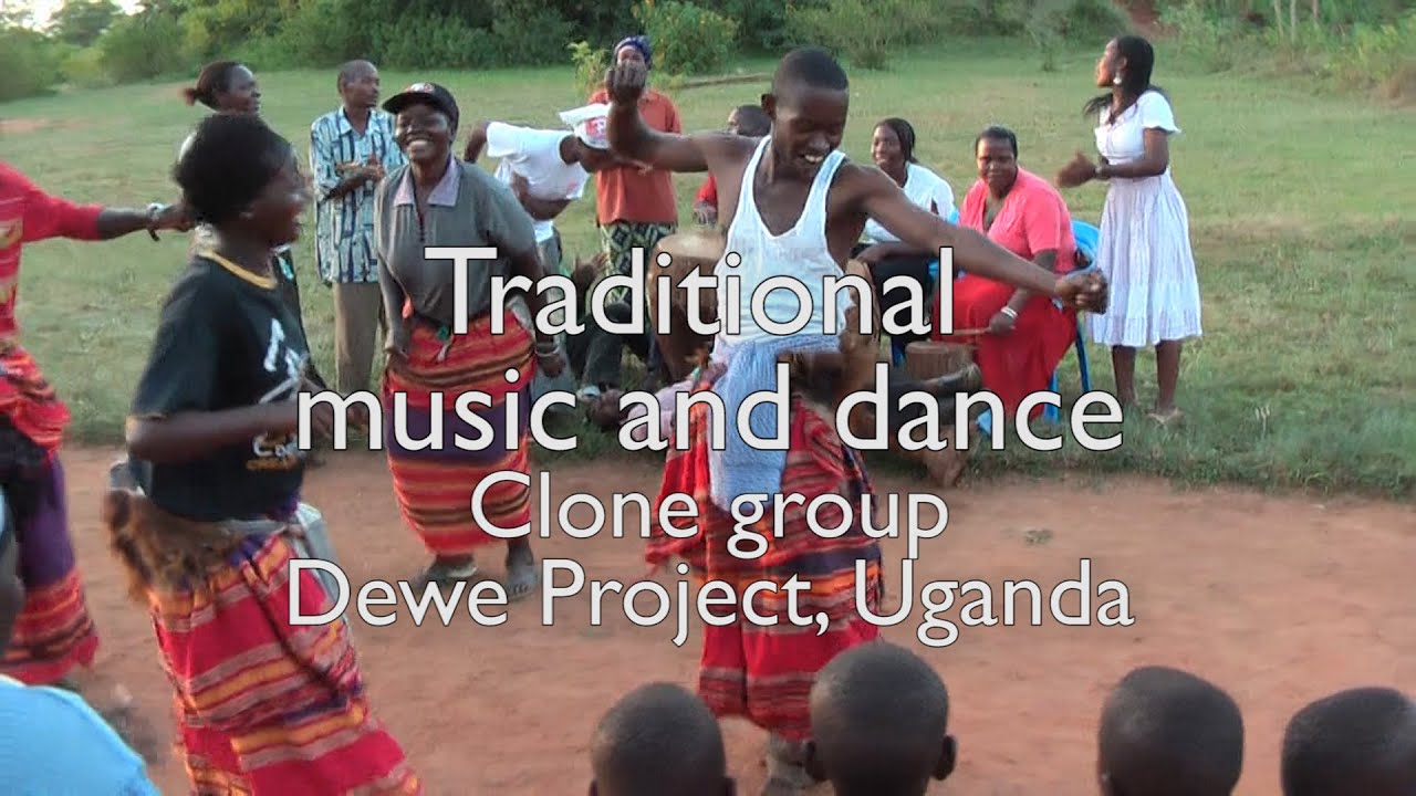 Clone perform a traditional song and dance from the Buganda kingdom in Uganda at the Dewe Project
