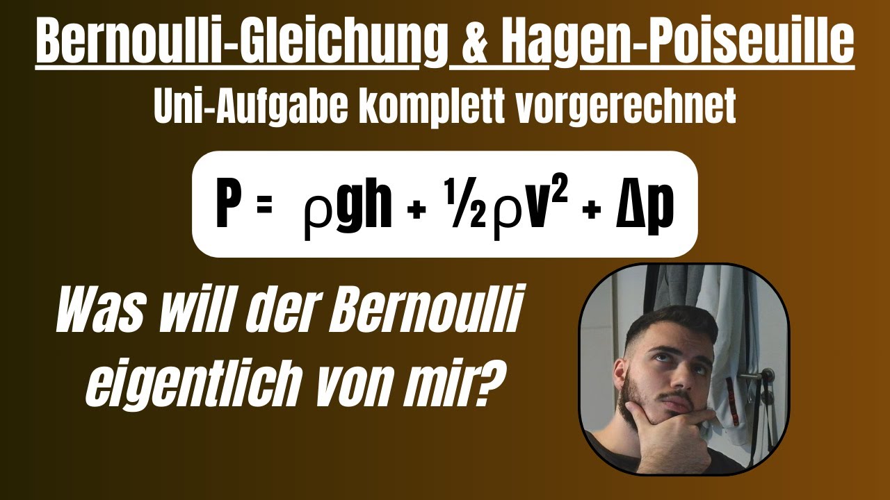 Bernoulli-Gleichung & Hagen–Poiseuille: Laminare Rohrströmung mit Reibung I Strömungslehre