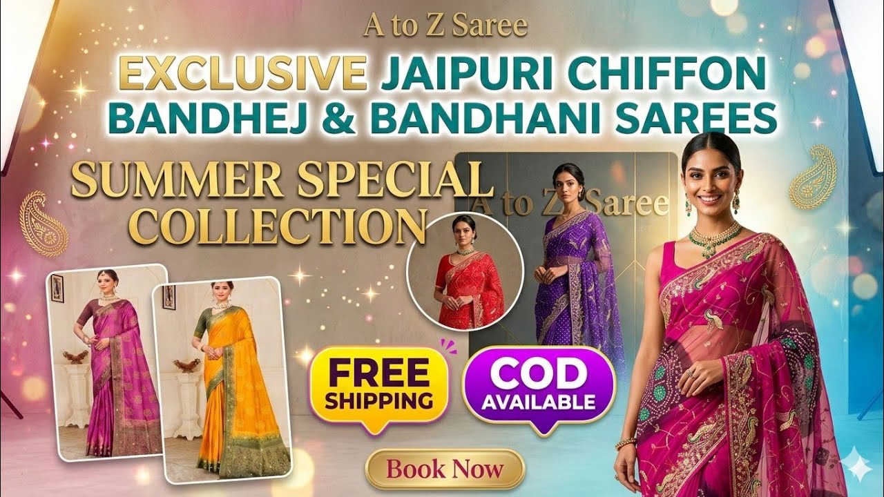 Lightweight Jaipuri Bandhej & Pure Georgette Saree | Banarasi Saree Sale | A to Z Saree