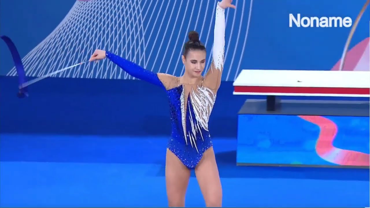 Elvira Krasnobaeva Ribbon (27.250) 2025 Alina Kabaeva Grand Prix Champions Cup #rhythmicgymnastics