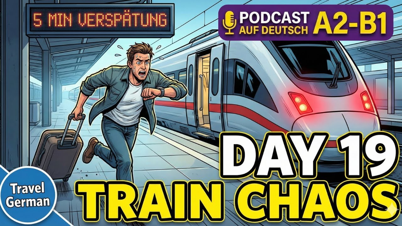 Day 19: Train Travel in German — Chaos, Delays & Vocabulary | German101 Podcast (A2-B1)