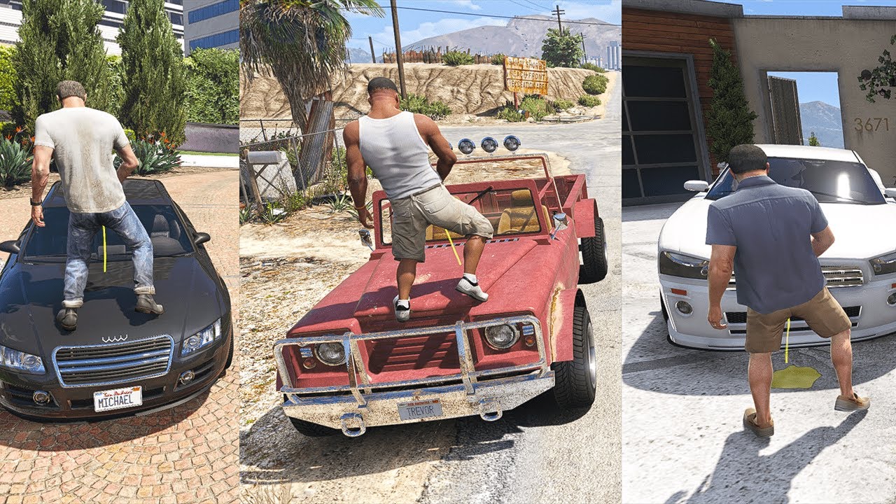What Happens If You Pee On Michael, Trevor And Franklin's Car In GTA 5?