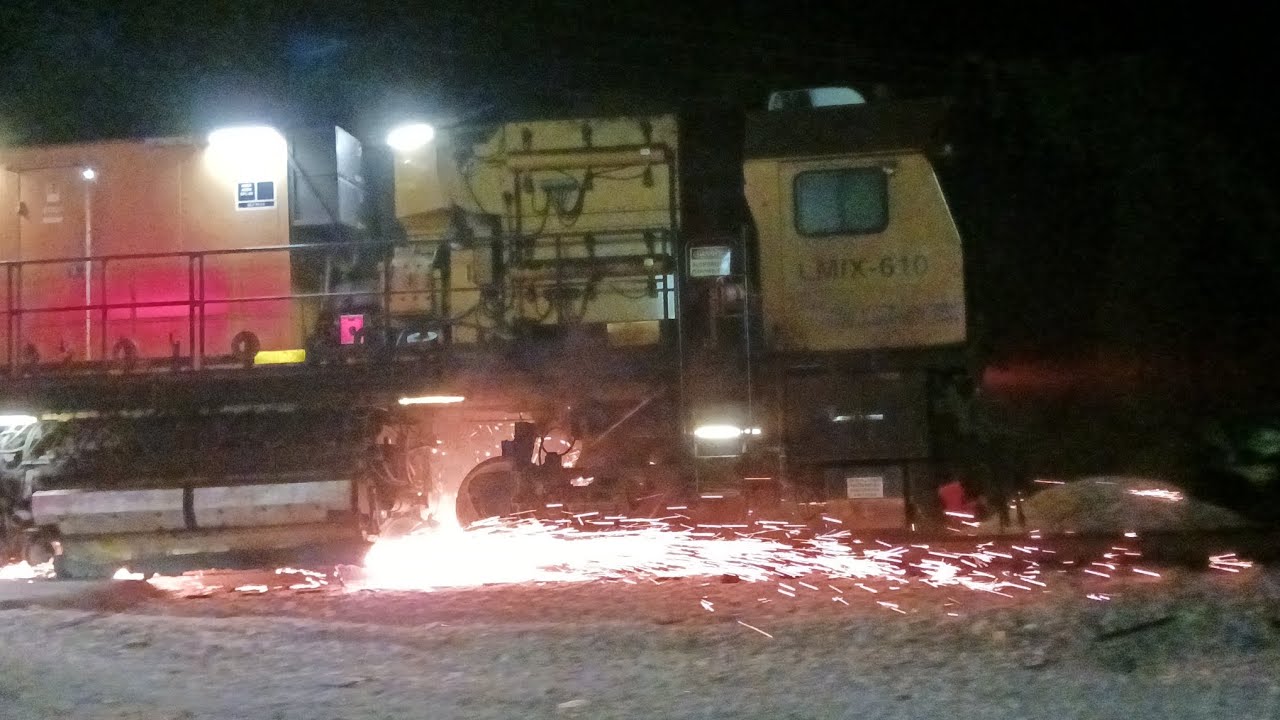 RARE Loram Rail Grinder Passes By Opelika With Awesome crews!