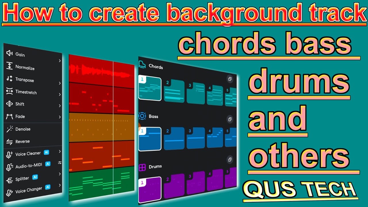 How to Create a Background Track in BandLab | Chords, Bass & Drums Tutorial | QUS TECH