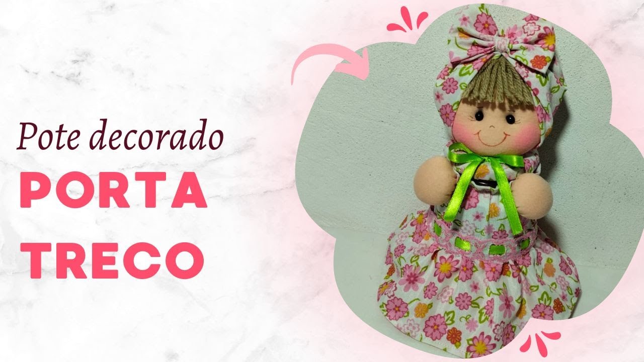 Pote de doce decorado, boneca de pano com turbante - simples e fácil - vem aprender!