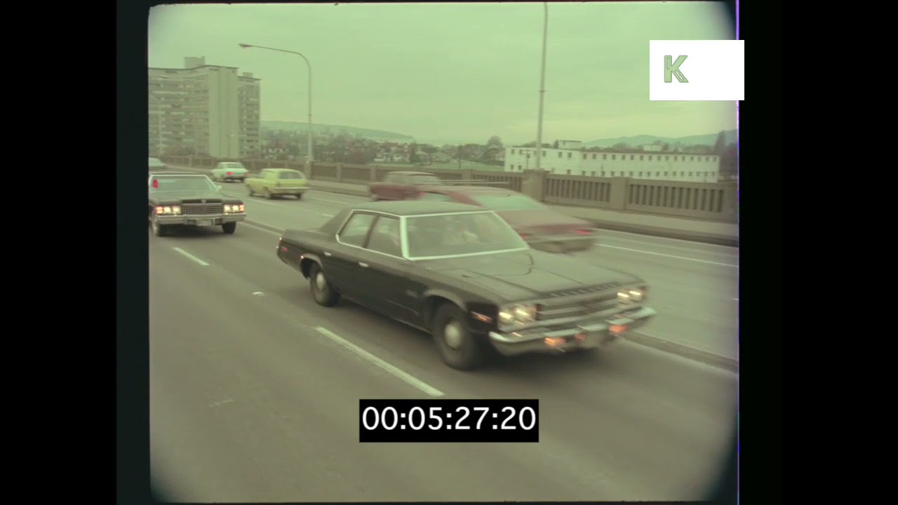 1970s Vancouver, Canada, Police Escort, Burrard Bridge, 35mm
