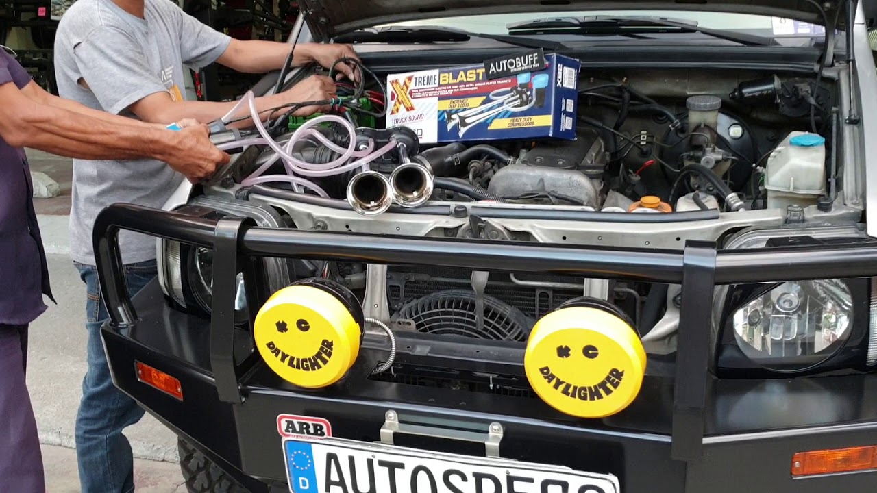 Marco Xtreme Blast trumpet horn installation on the ARB Suzuki Jimny