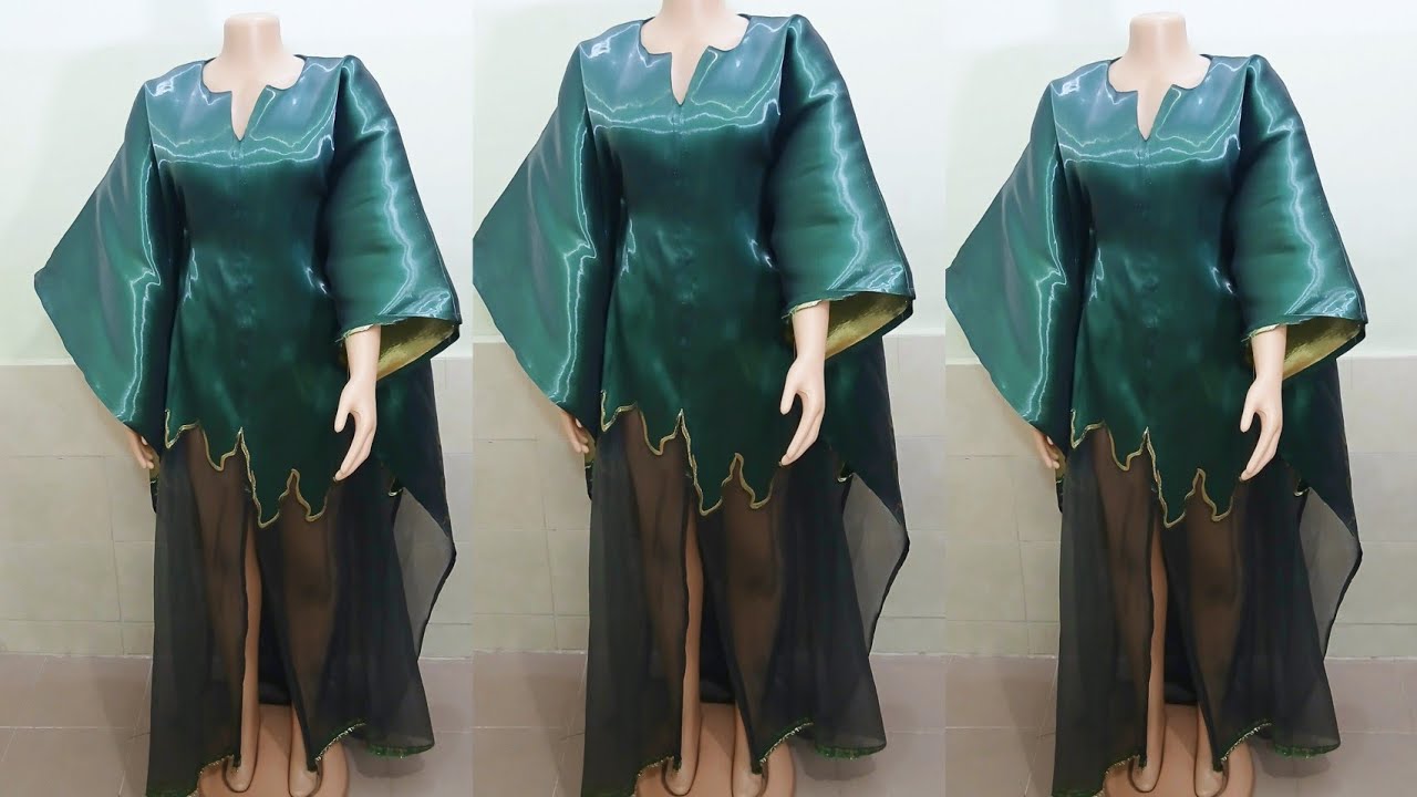 How to make a snatched waist bubu kaftan | Abaya with  no side seam allowance. With organdi brocad 