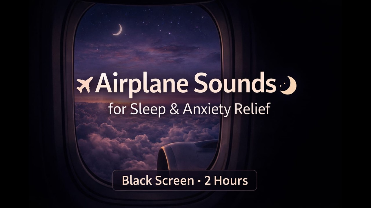 ✈️ Airplane Sounds for Sleep & Anxiety Relief (Black Screen) | 2 Hours | Calming White Noise