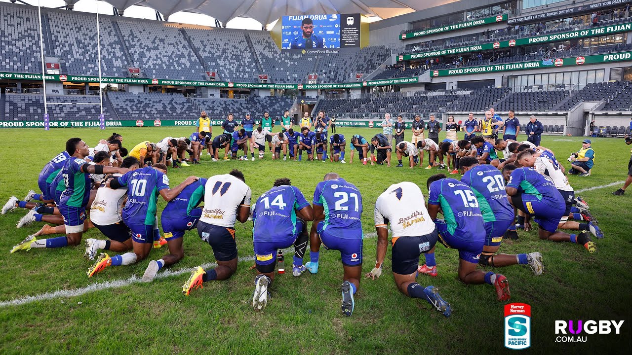 Fijian Drua & Moana Pasifika come together to sing post match