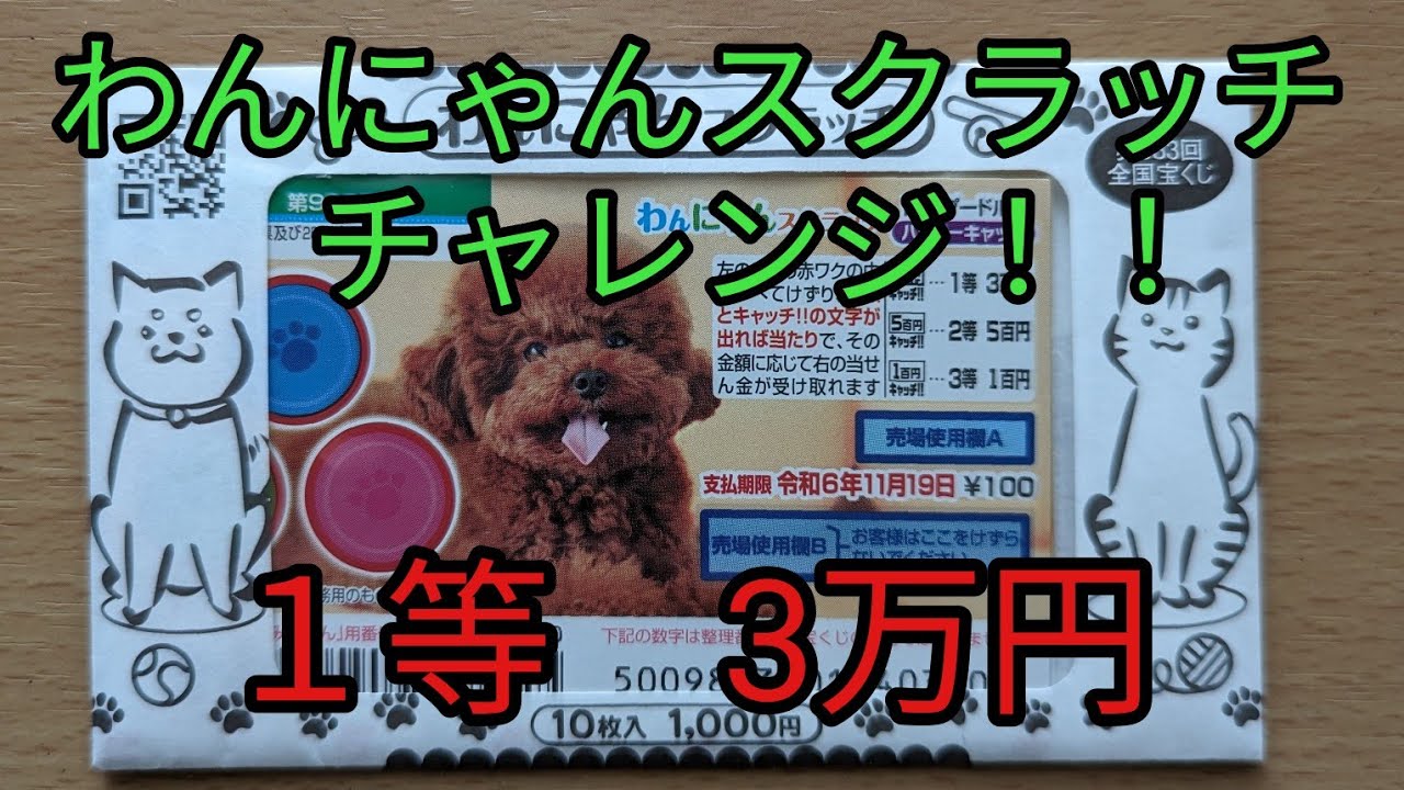【スクラッチ】わんにゃんスクラッチチャレンジ！１等3万円出るか！