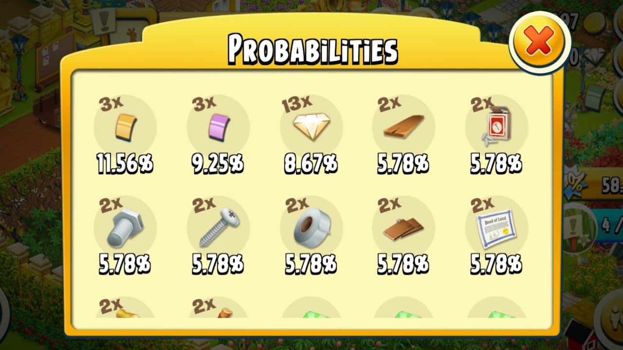 HAY DAY : Big Box Probabilities
