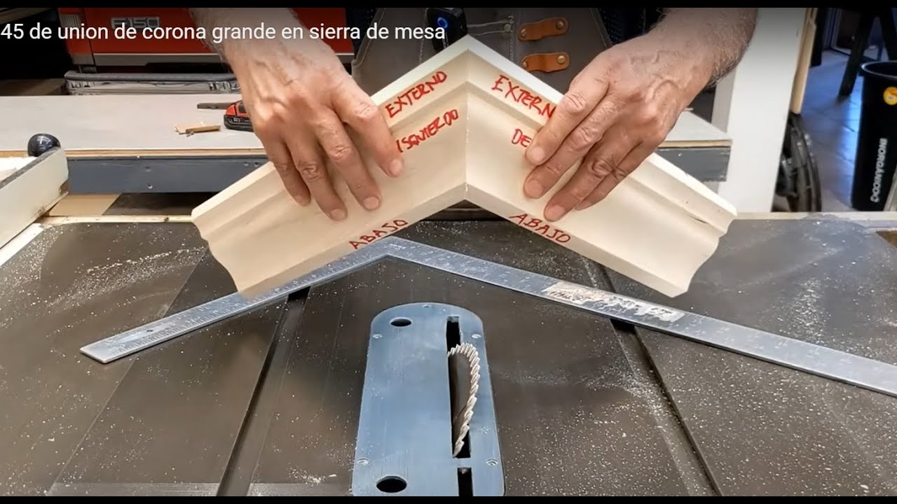 corte 45 de union para corona o copete en la sierra de mesa