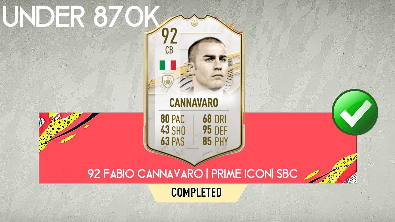 FIFA 21| 92 - FABIO CANNAVARO - PRIME ICON |SBC SOLUTION! |THE CHEAPEST WAY - NO LOYALTY| UNDER 870k