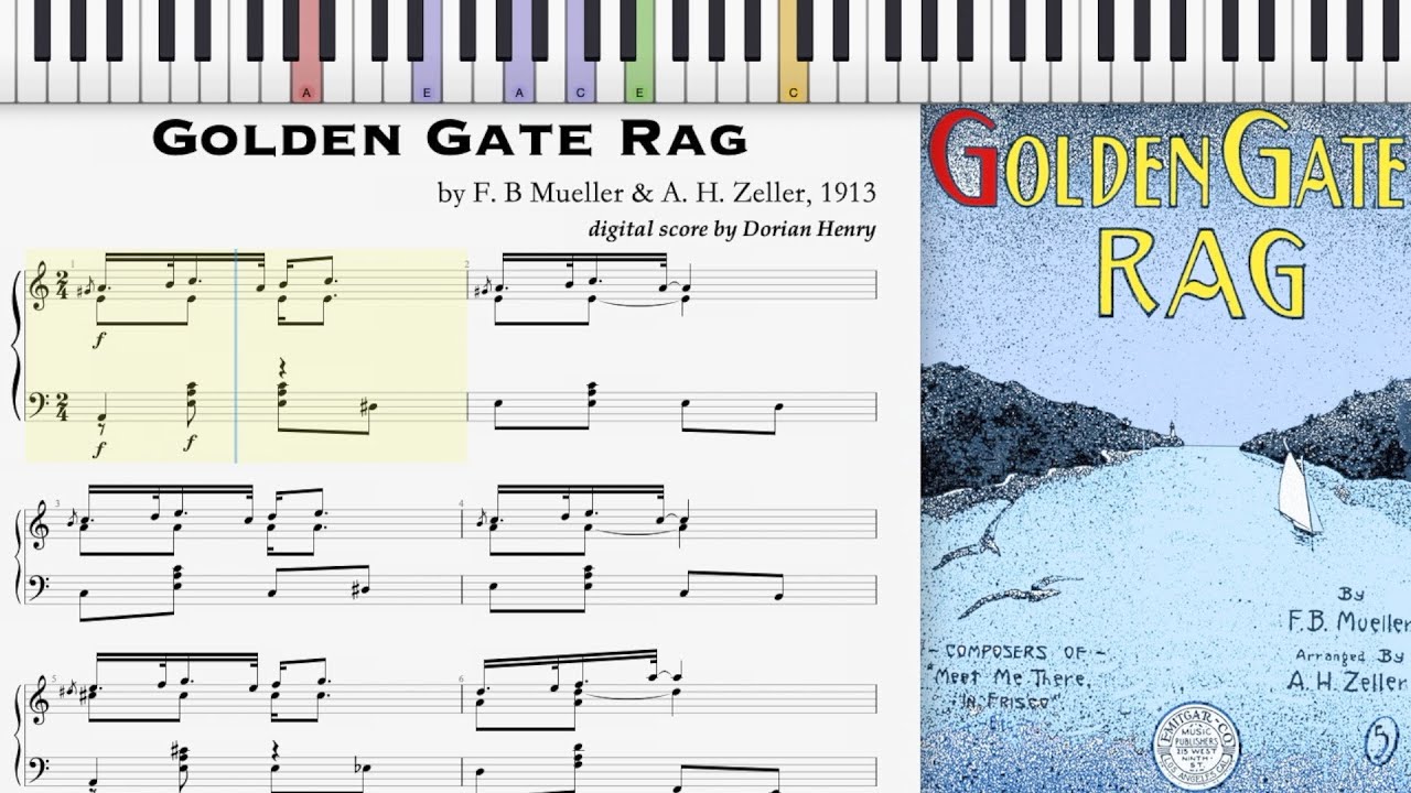 Golden Gate Rag by Mueller & Zeller (1913, Ragtime piano)