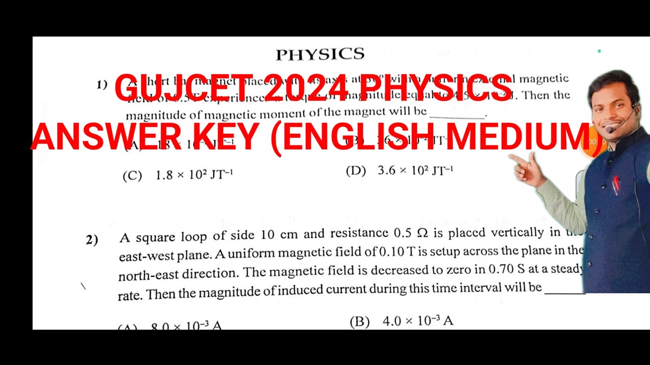 Gujcet 2024 Physics Paper Answer Key/Physics Paper Solution/March 2024 /Gujcet Paper English medium