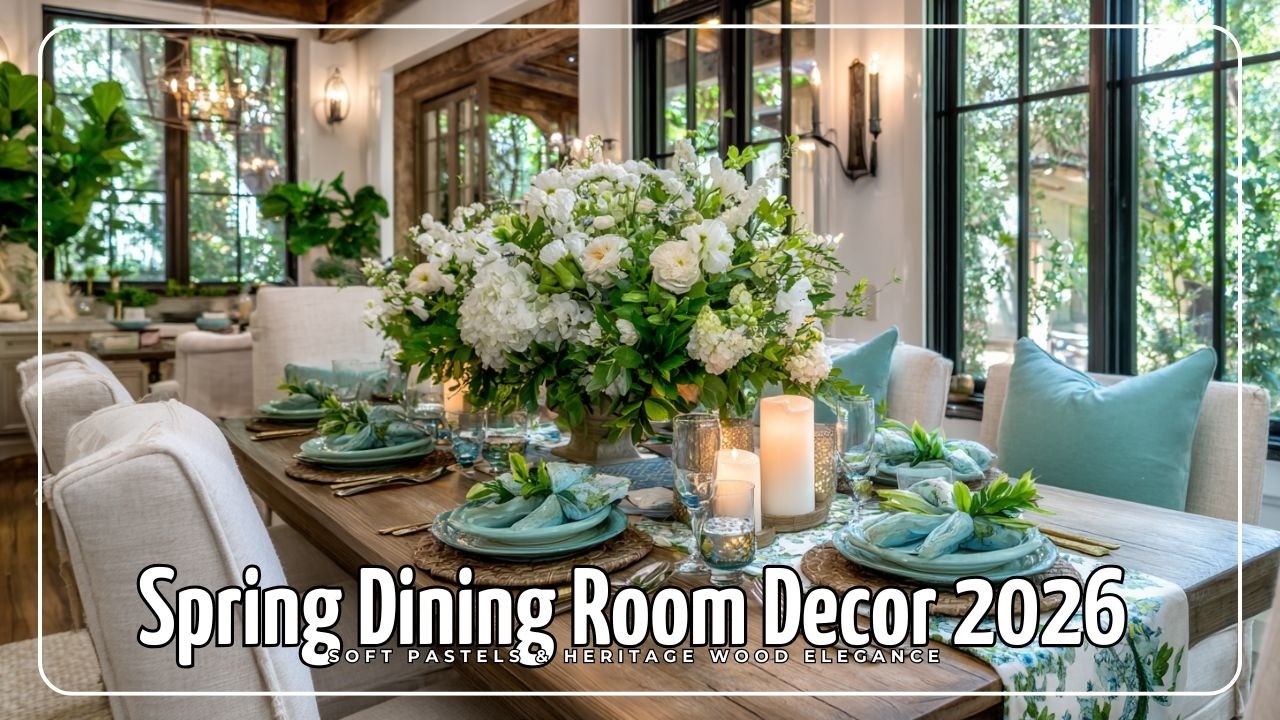 Spring Dining Room Decor 2026 🌸 Soft Pastels & Heritage Wood Elegance