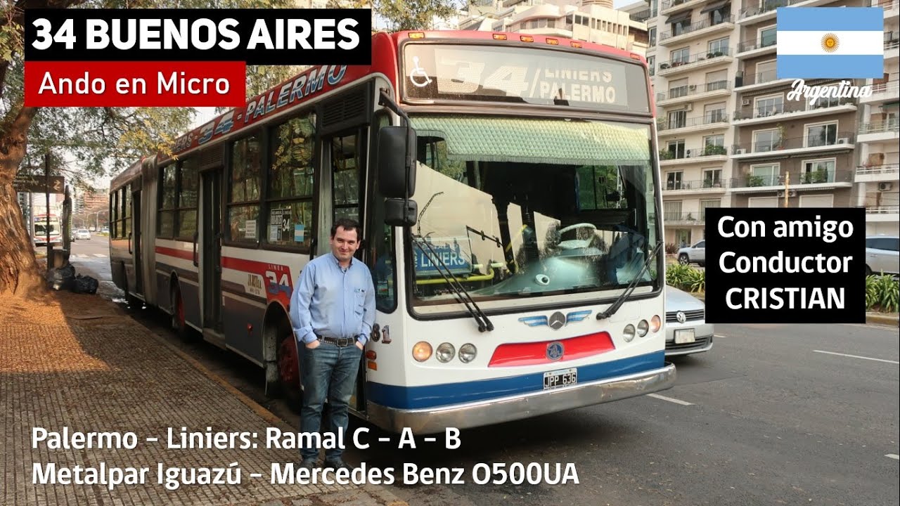 Автобус LINE 34 БУЭНОС-АЙРЕС с другом-водителем в сочлененном автобусе Metalpar Iguazú M. Benz