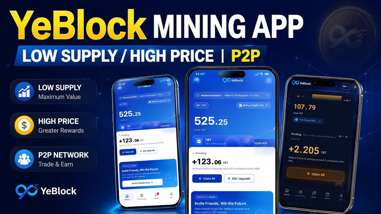 YeBlock New Biggest Mining App? | P2P Sell, Low Supply & High Price | Mine YBT | Step-by-Step Guide