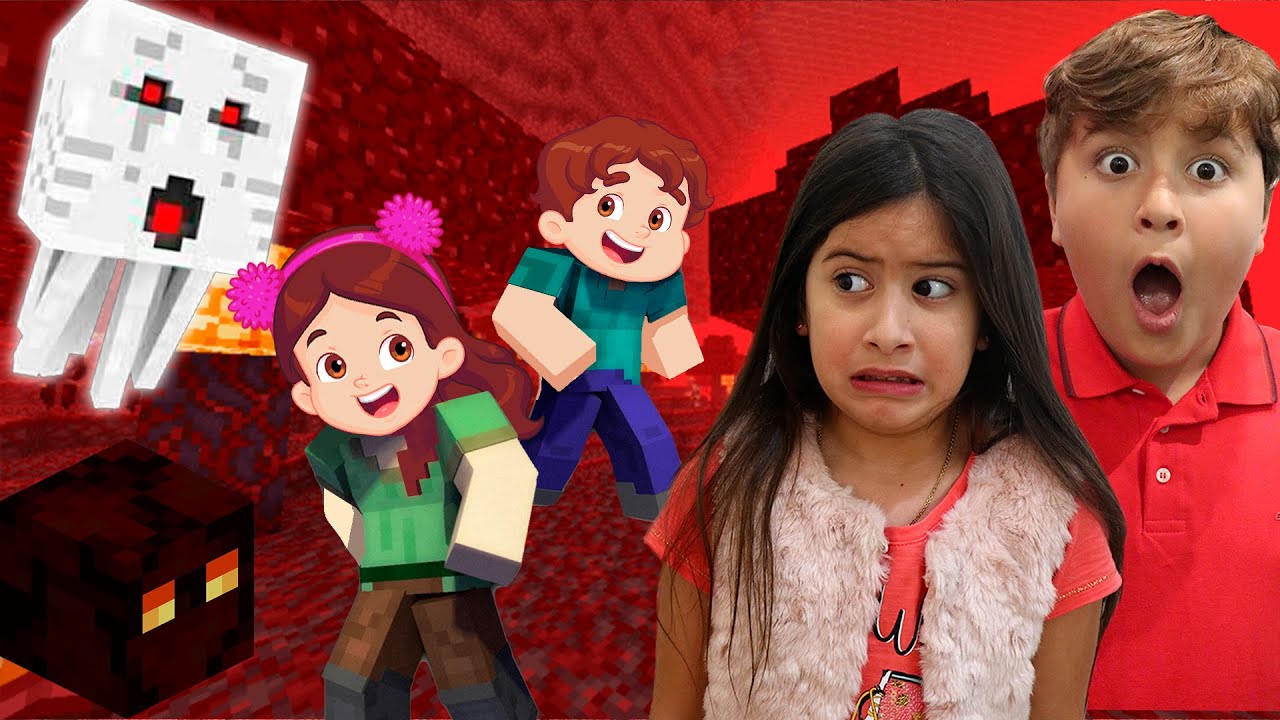 Maria Clara e JP atravessam o portal para o Nether - Minecraft #3