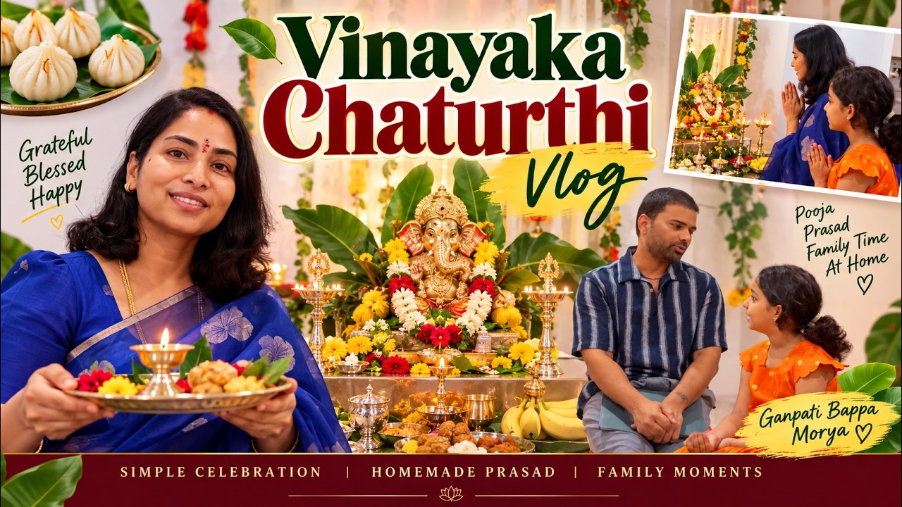 Vinayaka Chavithi Celebrations at Home 🙏 | Pooja, Prasadam & Family Moments | Telugu Family Vlog