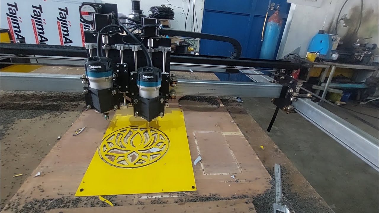 Tes pengerjaan 1spindle dengan CNC V2.1 ATC (2spindle)
