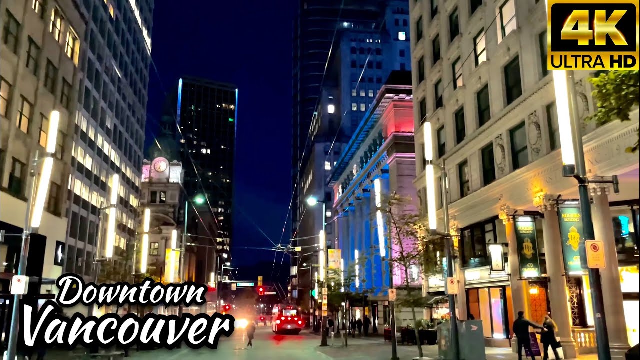 [4K] Night Walk At Downtown, Vancouver 2021