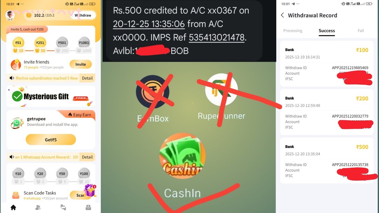 Earn box and Rupee Runner ka Baap launch Cashin Earning App New Very Fast Withdrawal//Cashin Earning