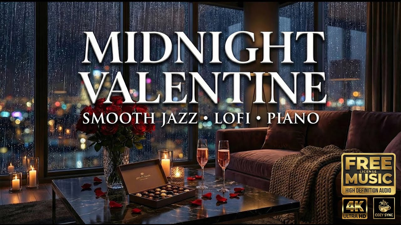 Midnight Valentine Rain 🌧️ Romantic Jazz & Lofi for Lonely Hearts | Luxury Night View [4K]