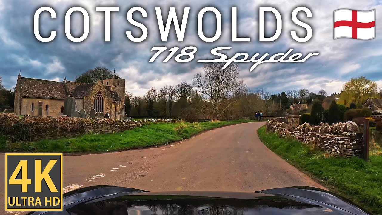 Cotswolds Villages - Taynton, Barrington, Eastleach, Southrop - PORSCHE 718 Spyder | England [4K]