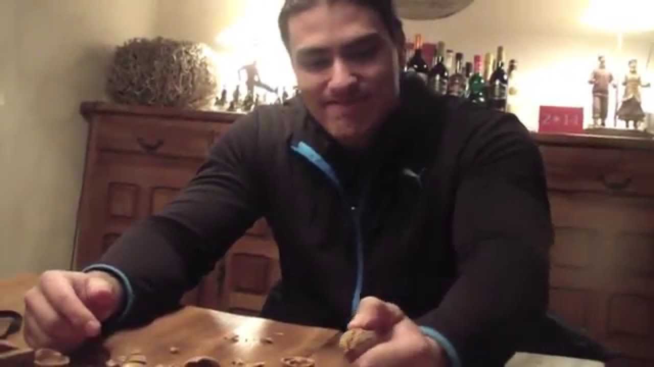 Aymeric PRADINES cracking walnuts.