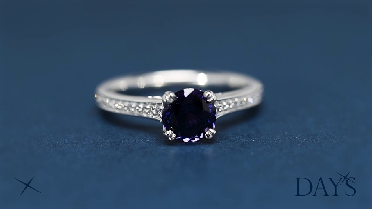Purple Sapphire Ring in 14kt White Gold with Diamonds (1/7ct tw)