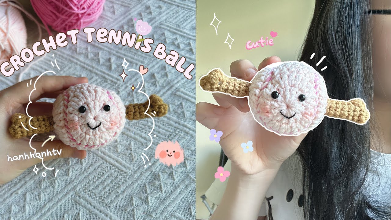 ♡Crochet Tennis Ball Keychain♡⭐️Base Ball Amigurumi|♡⭐️Móc bóng Tennis làm móc khóa chi tiết ♡