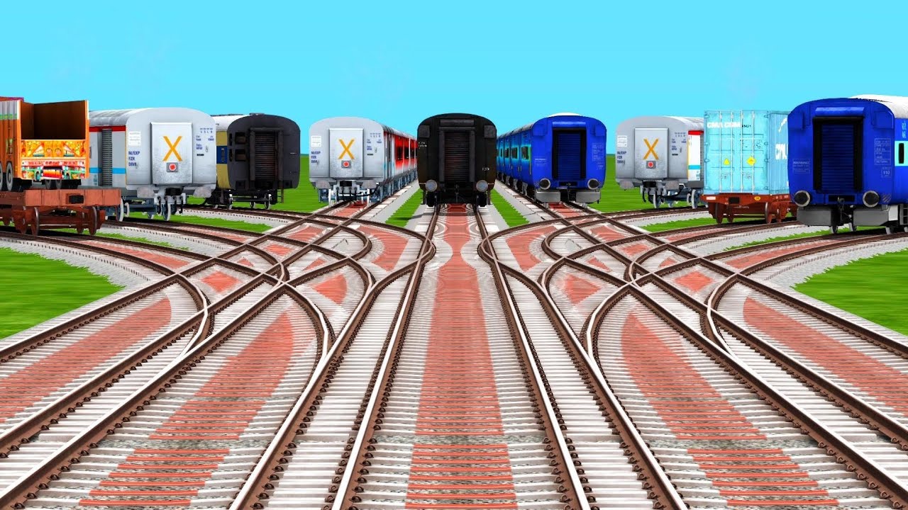 9 Trains Backward Crossing On Branched Railroad Crossing Tracks | gaming videos | train sim world 5 