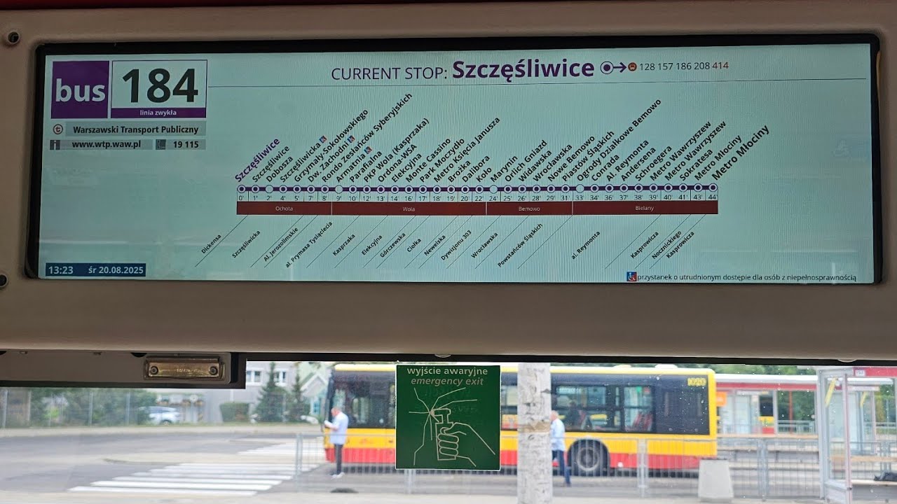 Warszawa linia 184 kier. Metro Młociny MAN Lion's City A23 NG313 CNG 