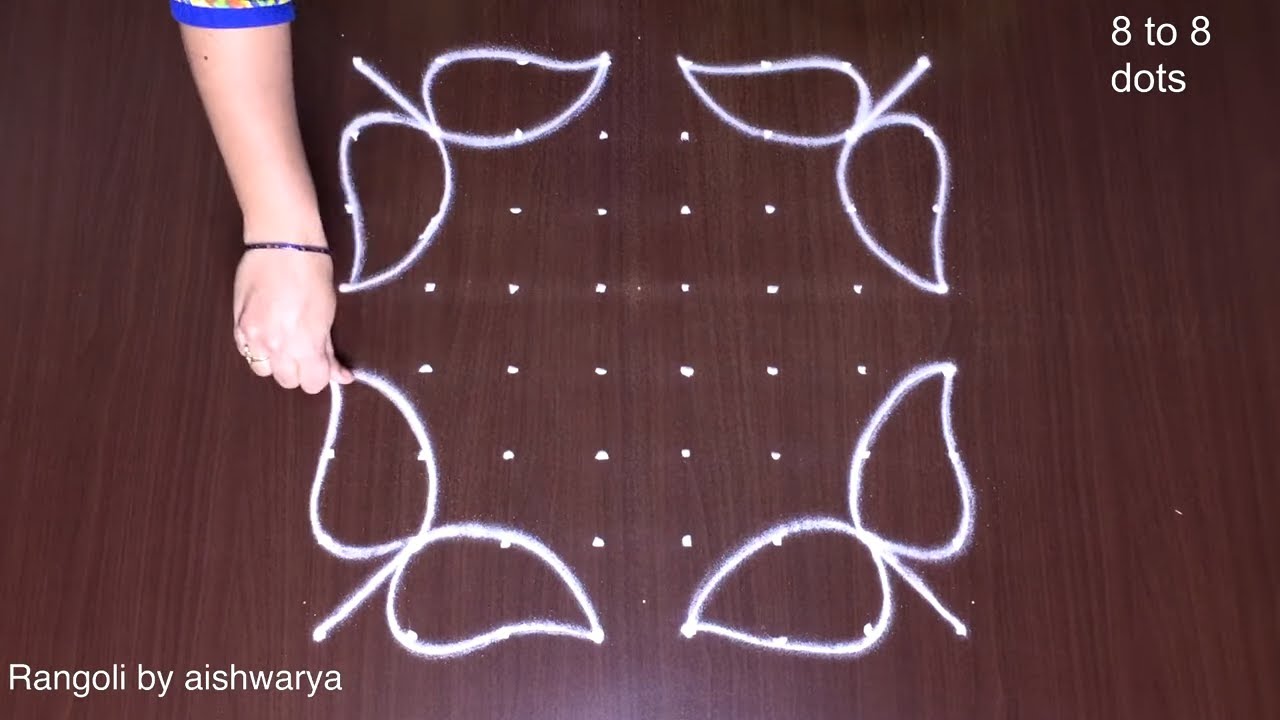 8x8 Dots Simple Rangoli: Poo Kolam Chukkala Muggulu | Simple Rangoli Designs